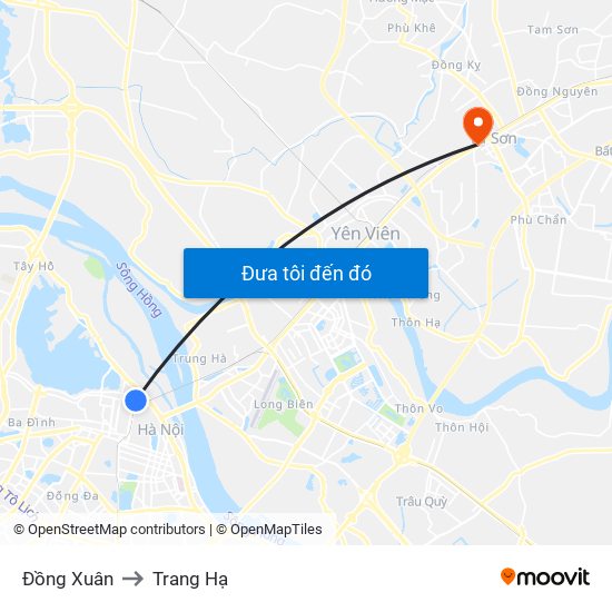 Đồng Xuân to Trang Hạ map