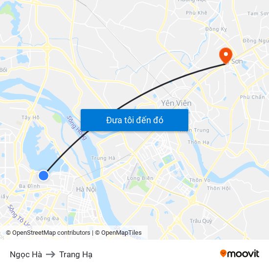 Ngọc Hà to Trang Hạ map