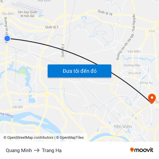 Quang Minh to Trang Hạ map