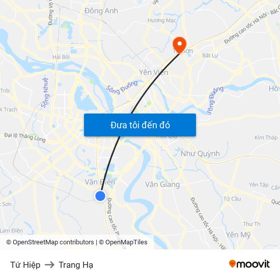 Tứ Hiệp to Trang Hạ map