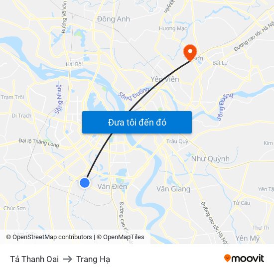 Tả Thanh Oai to Trang Hạ map