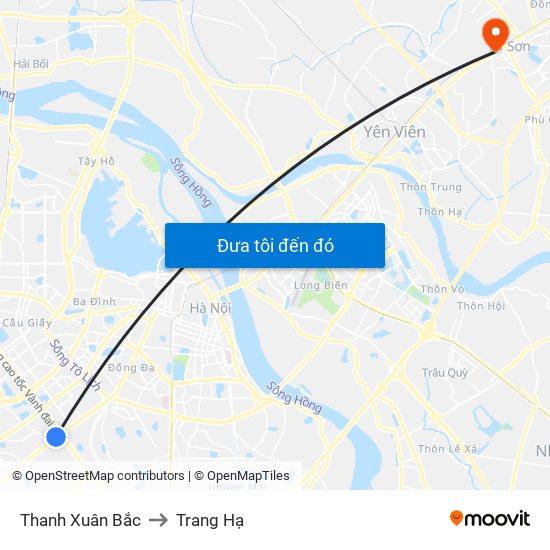 Thanh Xuân Bắc to Trang Hạ map