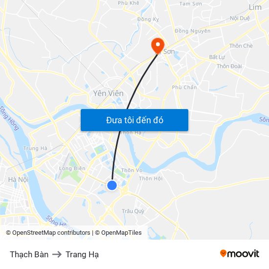 Thạch Bàn to Trang Hạ map