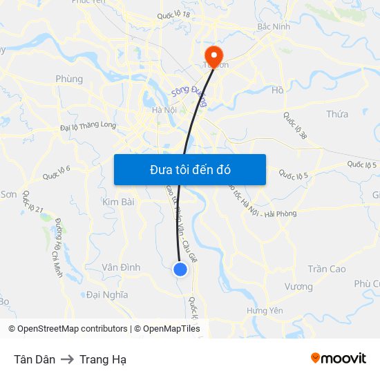 Tân Dân to Trang Hạ map