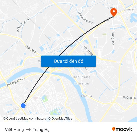 Việt Hưng to Trang Hạ map