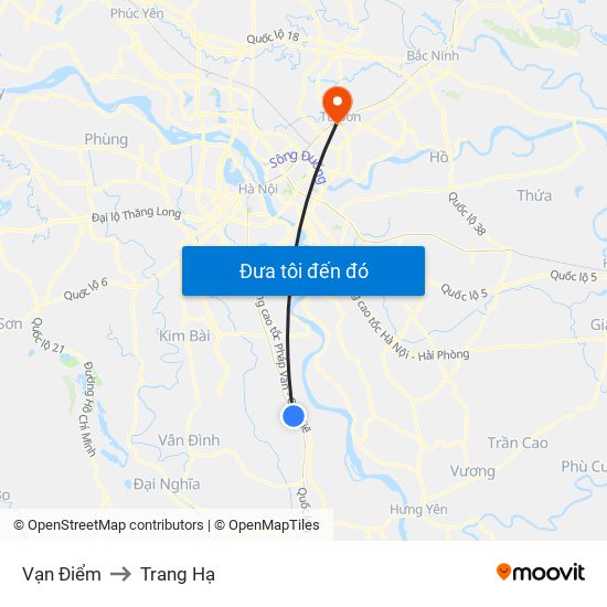 Vạn Điểm to Trang Hạ map