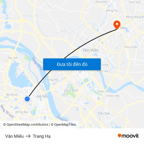 Văn Miếu to Trang Hạ map