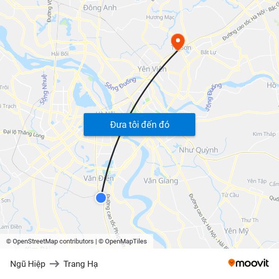 Ngũ Hiệp to Trang Hạ map