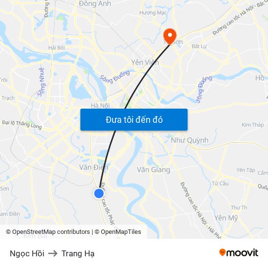 Ngọc Hồi to Trang Hạ map