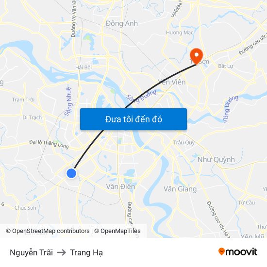 Nguyễn Trãi to Trang Hạ map