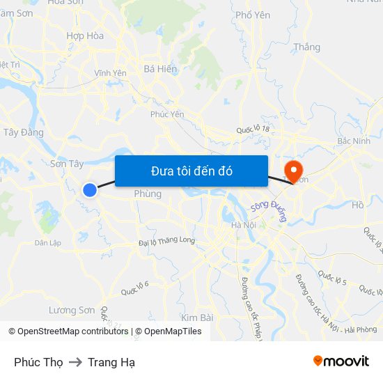 Phúc Thọ to Trang Hạ map