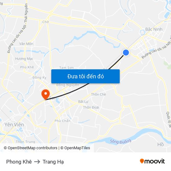 Phong Khê to Trang Hạ map