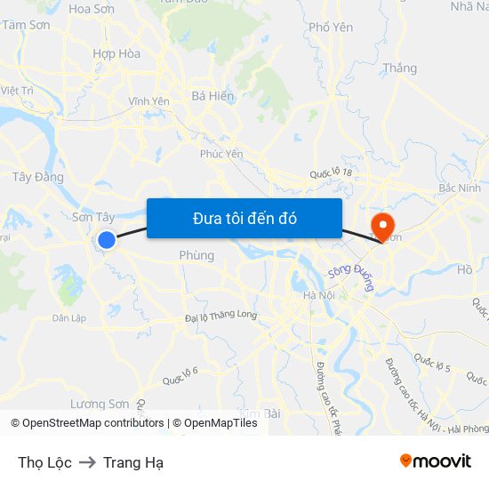 Thọ Lộc to Trang Hạ map