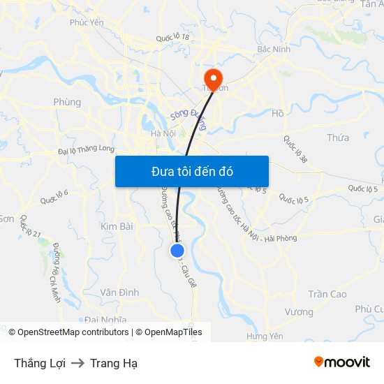 Thắng Lợi to Trang Hạ map