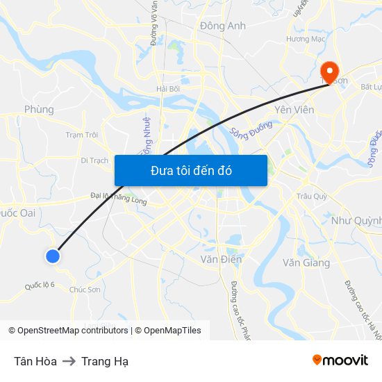 Tân Hòa to Trang Hạ map
