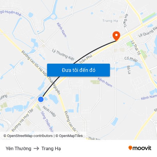 Yên Thường to Trang Hạ map