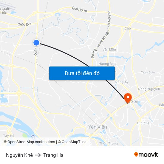 Nguyên Khê to Trang Hạ map