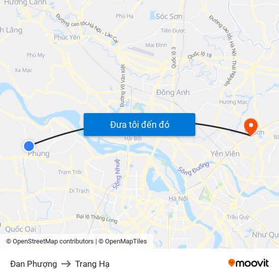 Đan Phượng to Trang Hạ map