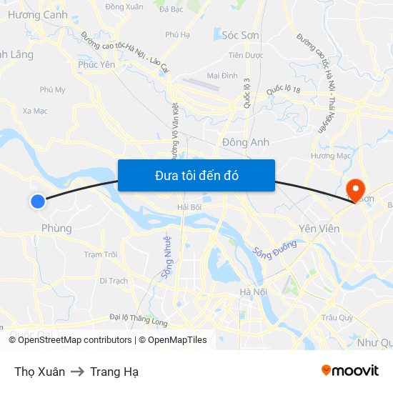 Thọ Xuân to Trang Hạ map