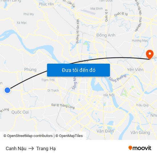 Canh Nậu to Trang Hạ map
