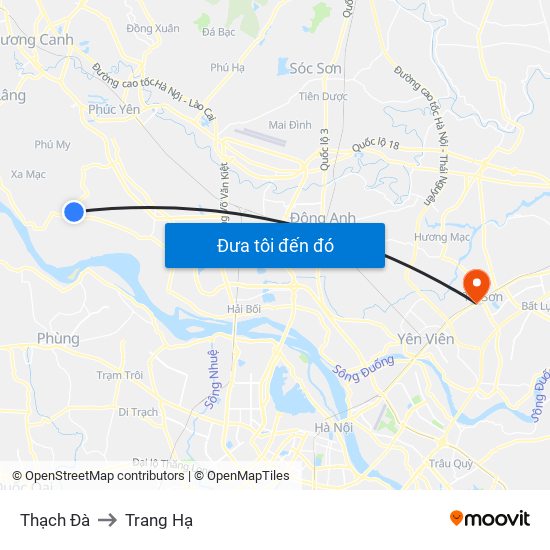 Thạch Đà to Trang Hạ map