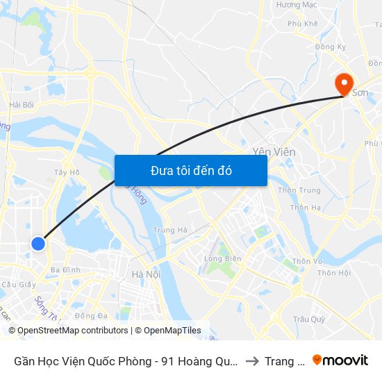 Gần Học Viện Quốc Phòng - 91 Hoàng Quốc Việt to Trang Hạ map