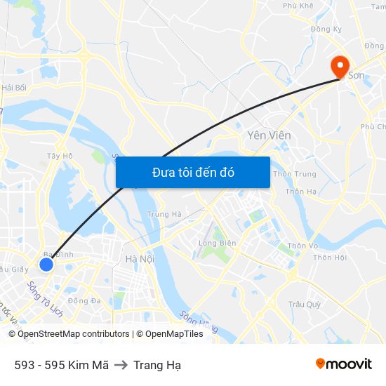 593 - 595 Kim Mã to Trang Hạ map