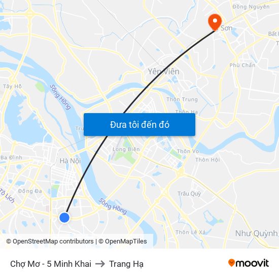 Chợ Mơ - 5 Minh Khai to Trang Hạ map
