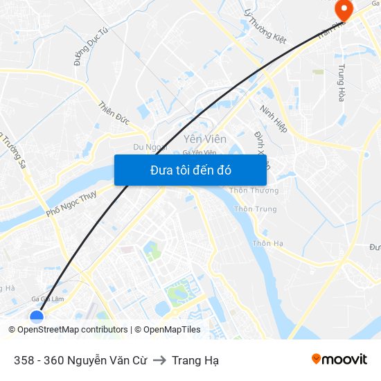 358 - 360 Nguyễn Văn Cừ to Trang Hạ map