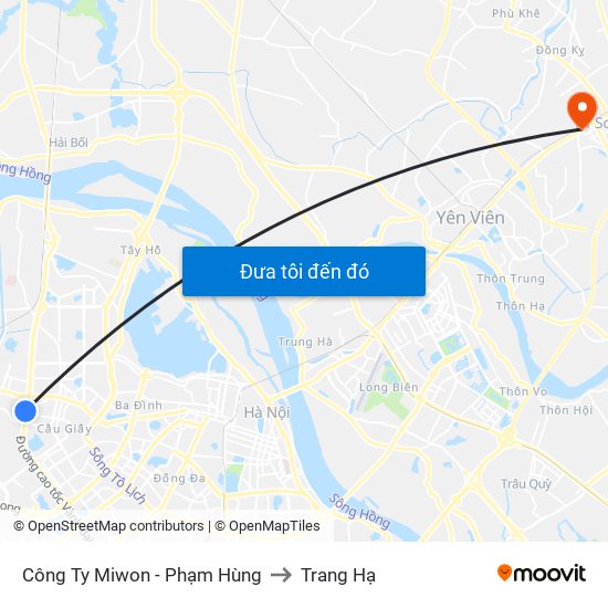 Công Ty Miwon - Phạm Hùng to Trang Hạ map