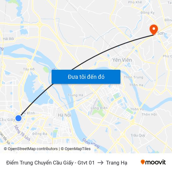 Điểm Trung Chuyển Cầu Giấy - Gtvt 01 to Trang Hạ map