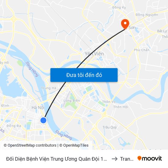 Đối Diện Bệnh Viện Trung Ương Quân Đội 108 - Trần Hưng Đạo to Trang Hạ map