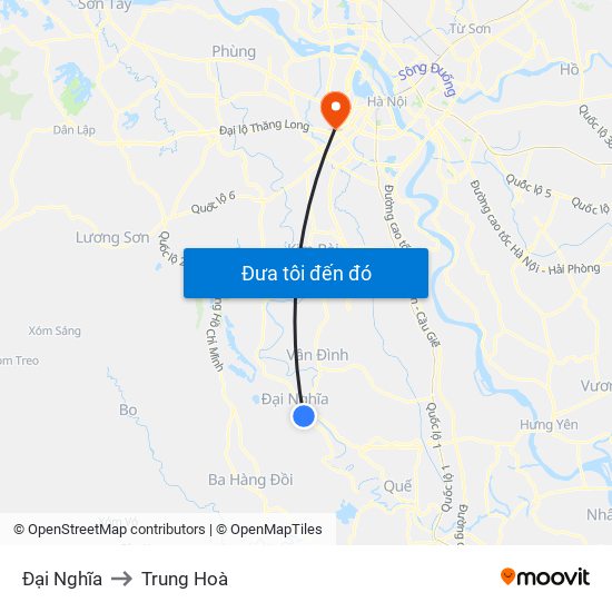 Đại Nghĩa to Trung Hoà map