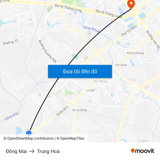 Đồng Mai to Trung Hoà map