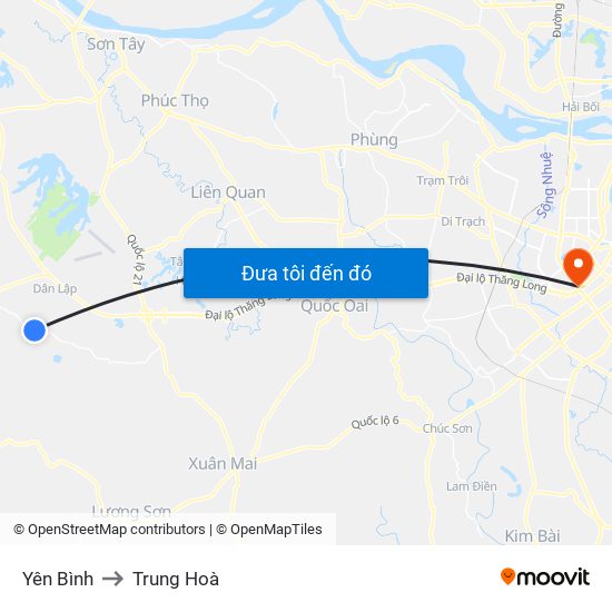 Yên Bình to Trung Hoà map