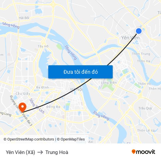 Yên Viên (Xã) to Trung Hoà map