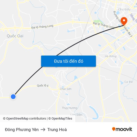 Đông Phương Yên to Trung Hoà map