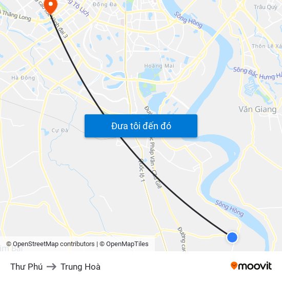 Thư Phú to Trung Hoà map