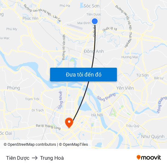 Tiên Dược to Trung Hoà map