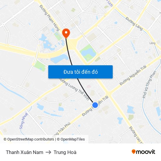 Thanh Xuân Nam to Trung Hoà map