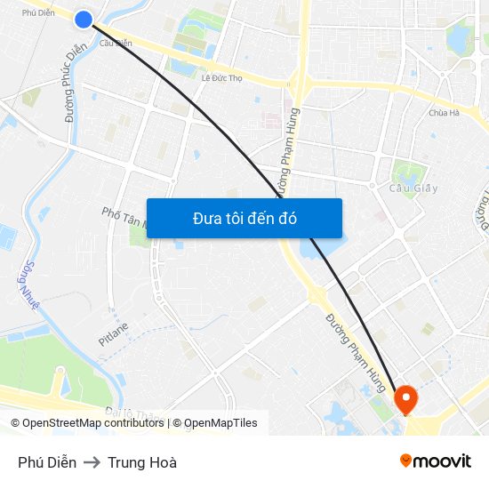 Phú Diễn to Trung Hoà map