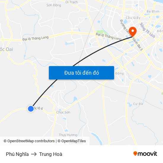 Phú Nghĩa to Trung Hoà map