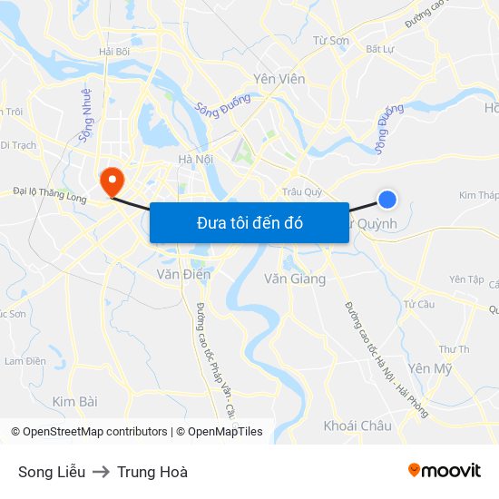 Song Liễu to Trung Hoà map