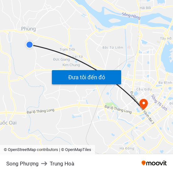 Song Phượng to Trung Hoà map