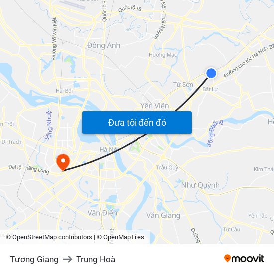 Tương Giang to Trung Hoà map