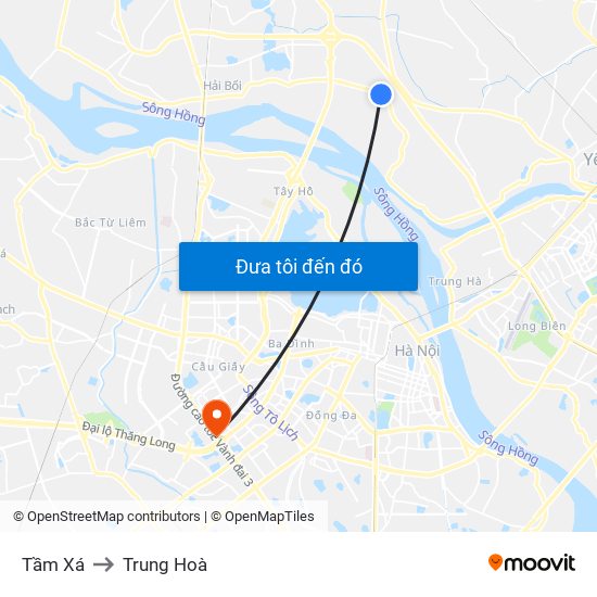 Tầm Xá to Trung Hoà map