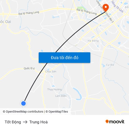 Tốt Động to Trung Hoà map