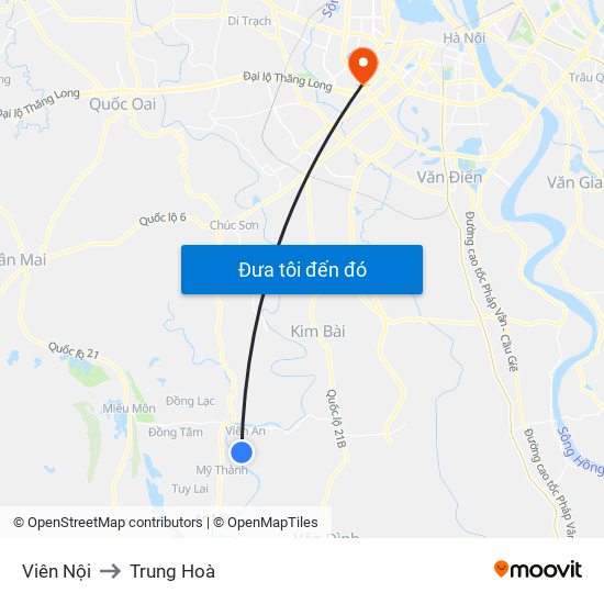 Viên Nội to Trung Hoà map