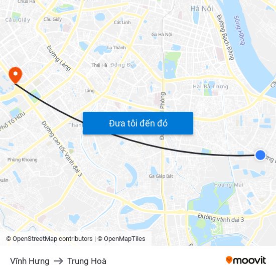 Vĩnh Hưng to Trung Hoà map