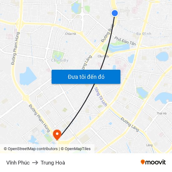 Vĩnh Phúc to Trung Hoà map